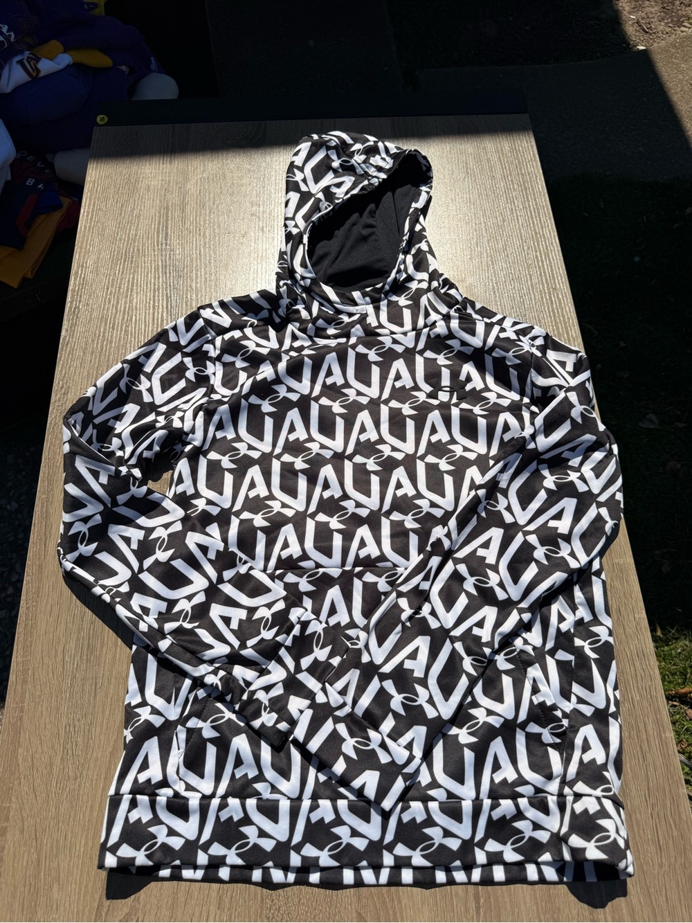Under Armour Black & White Allover Logo Pullover Hoodie
